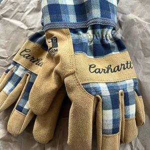 Carhartt Tan and Blue Plaid Gloves